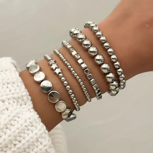 Geometric Handmade Beaded Alloy Bracelet For Women S3136B - Shop at LoveMi