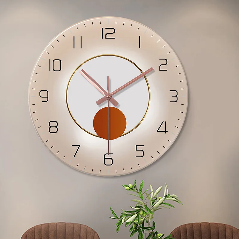 Tempered Glass Wall Clock Mute Living Room Clock Wall-mounted Decorative Clock - Style 1