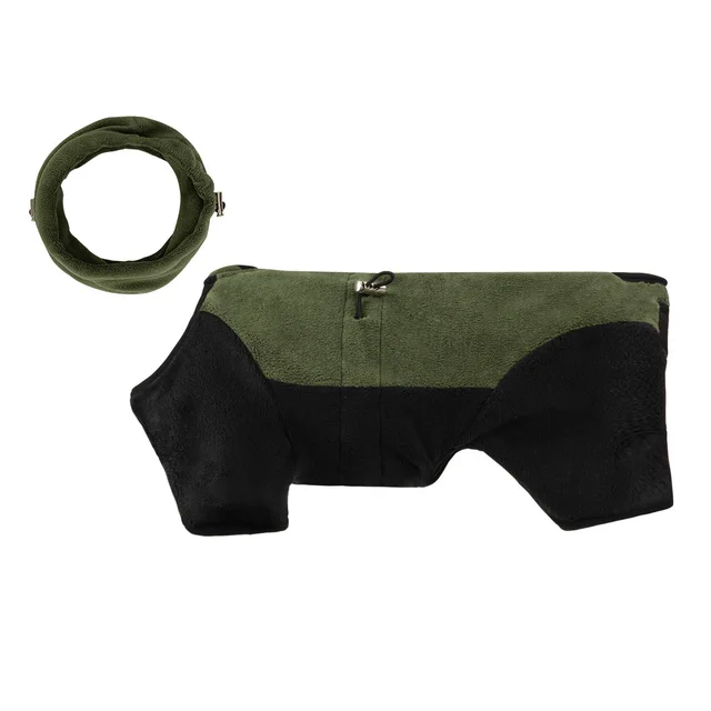 Pet Warm Collar Detachable Windproof Four-leg Clothes - Argy Wormwood Green - View 1