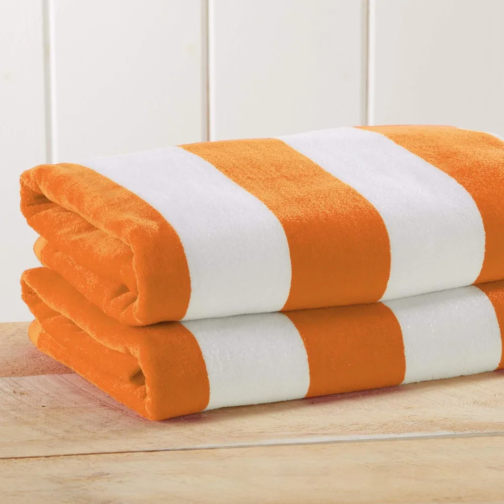Quick drying Striped Cotton Beach Towel Super Absorbent Towel Orange - Shop at LoveMi