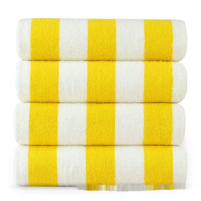 Quick drying Striped Cotton Beach Towel Super Absorbent Towel Yellow - Shop at LoveMi