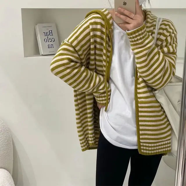 Winter Cardigan New Casual Loose Top Yellow - Shop at LoveMi