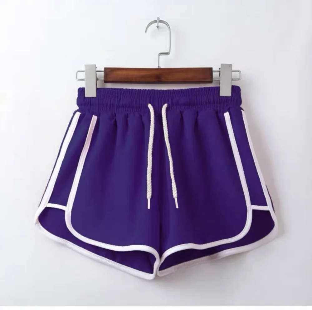 Women's Sports Style Elastic Waist Casual Shorts - Purple