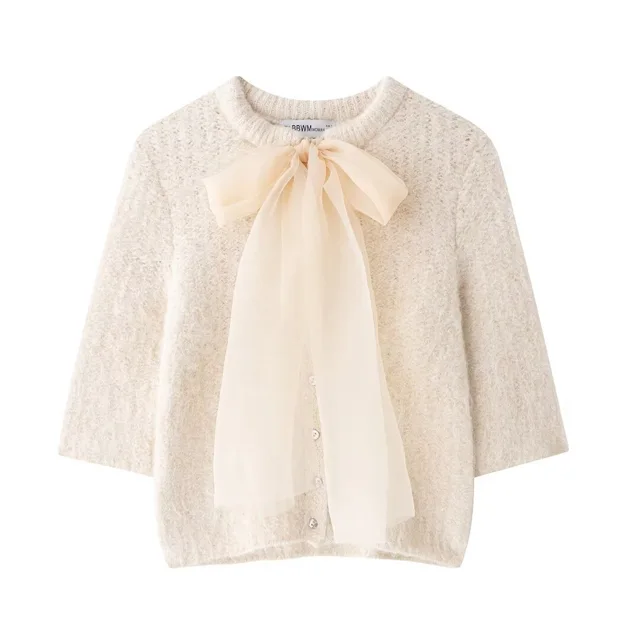 Knitted Cardigan Outer Wear Women's Sweater Milky White - Shop at LoveMi