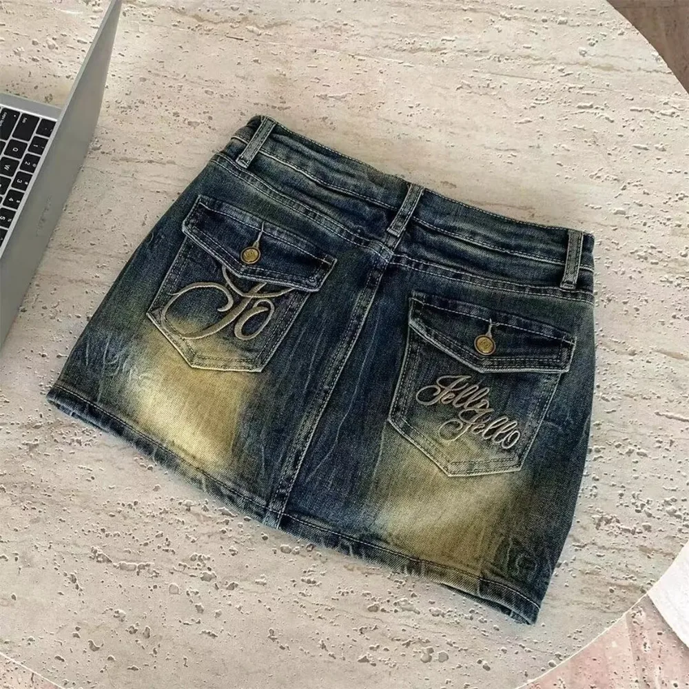 American Retro Denim Skirt Skinny Sheath C148 Vintage Blue - Shop at LoveMi