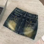 American Retro Denim Skirt Skinny Sheath - C148 Vintage Blue