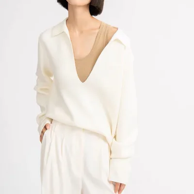 Profile Loose Casual Sweater Women's Clothing Beige - Shop at LoveMi