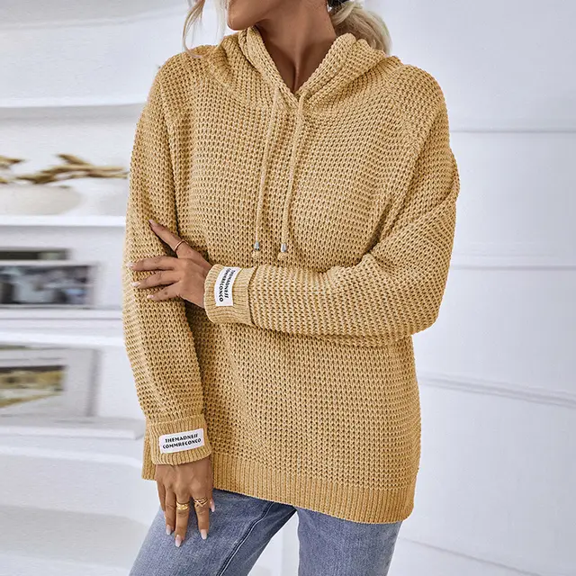 Women's Solid Color Pullover Knitted Sweater Yellow - Shop at LoveMi