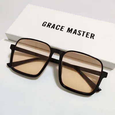 Women's Retro Simple Square Semi rimless Sunglasses Light Orange - Shop at LoveMi