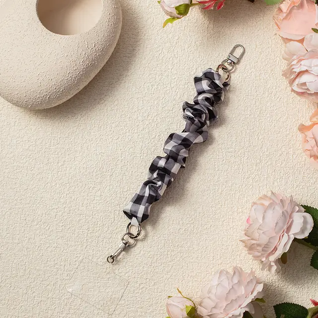 Mobile Phone Lanyard Large Intestine Chain Short Plaid Silver Buckle - Shop at LoveMi