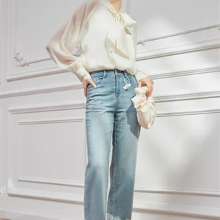 Women's Retro Lace Patchwork Design Jeans - Pants