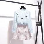 Blue Sweater White Dress