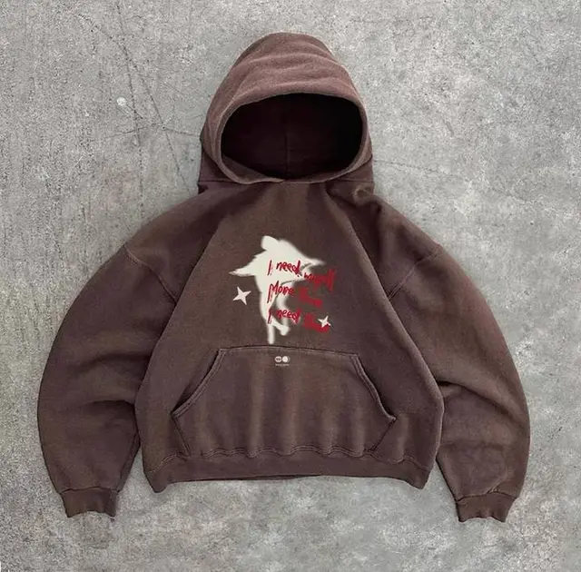 Round Neck Spring And Autumn Solid Color Hoodie Brown - Shop at LoveMi