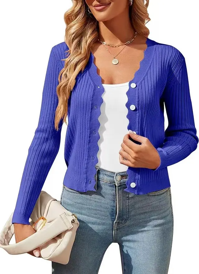 Early Autumn New Women's Knitted Cardigan Top 223 7Moon Light Blue - Shop at LoveMi