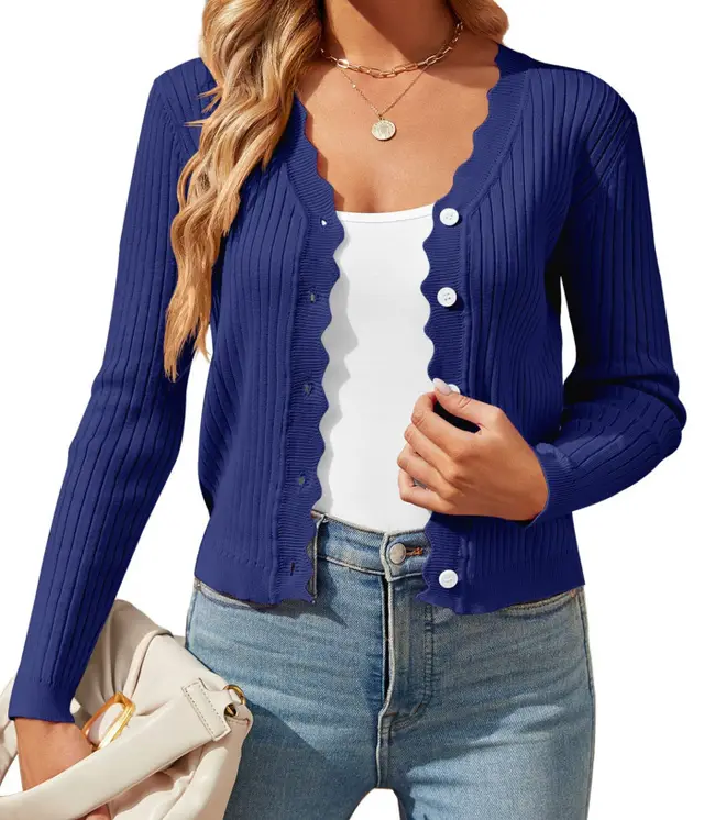 Early Autumn New Women's Knitted Cardigan Top Sapphire Blue - Shop at LoveMi