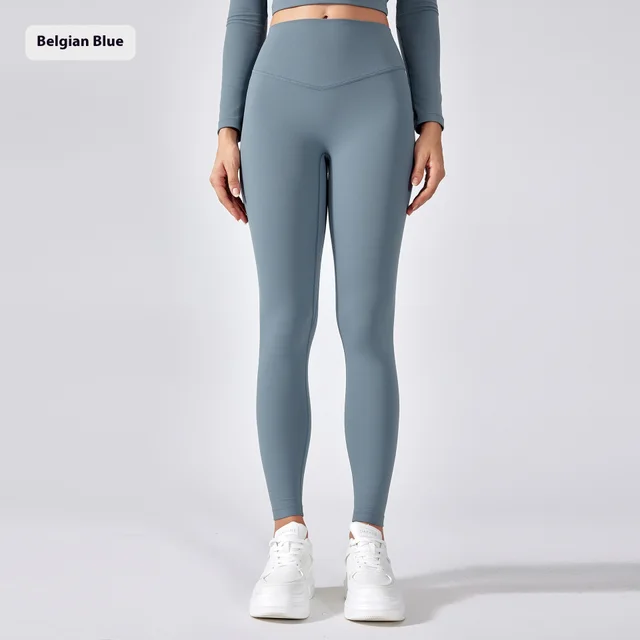 Elastic High waisted Trousers Yoga Pants Belly Contracting Peach Hip Training Belgium Blue - Shop at LoveMi