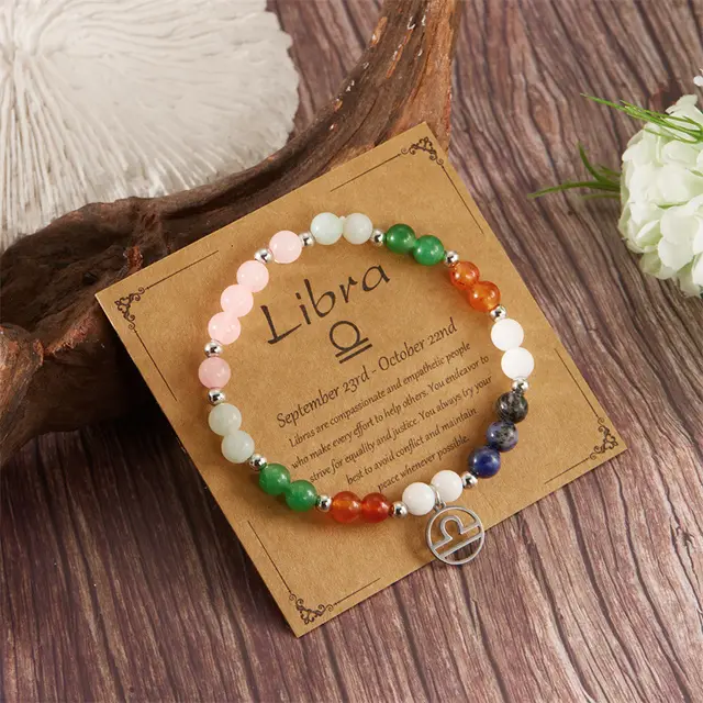Amethyst Combination Beaded Twelve Constellation Stone Bracelet Libra - Shop at LoveMi