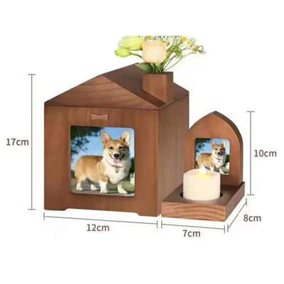 Pet Urn Solid Wood Memorial Wooden Box Animal Cremation Funeral Products Brown - Shop at LoveMi