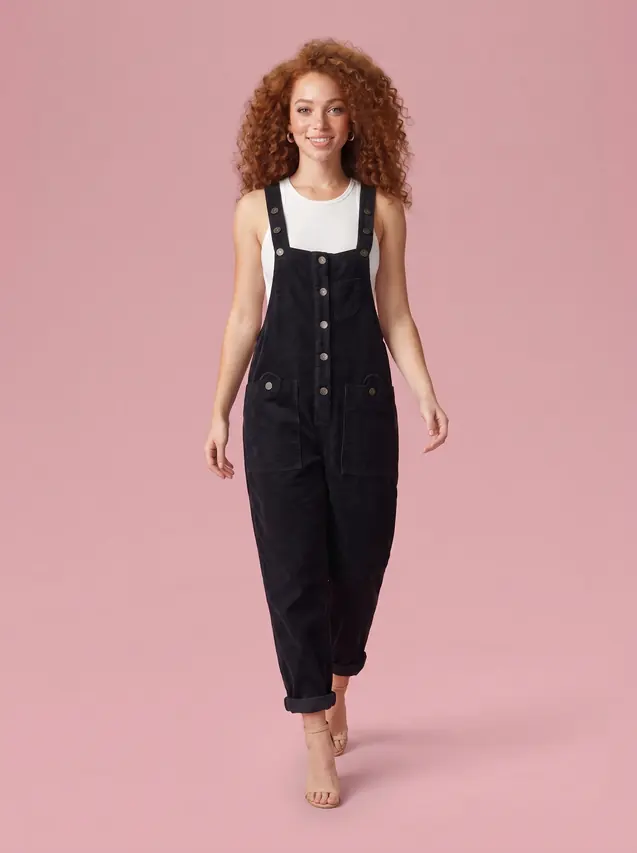 Retro Corduroy Overalls Black - Shop at LoveMi