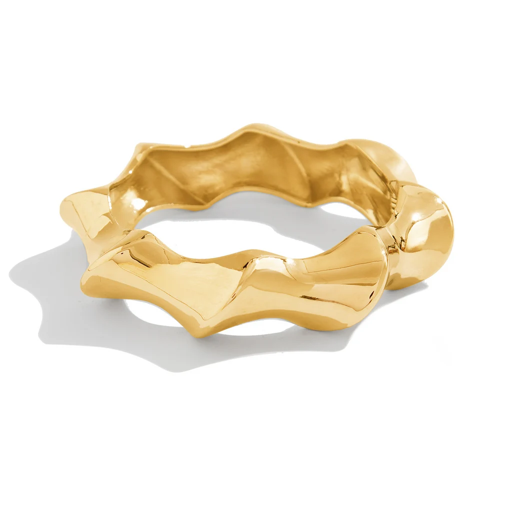 T Exaggerated Thread Twist Line Ring Design Metal Pleated Bracelet - 05 2672 Gold