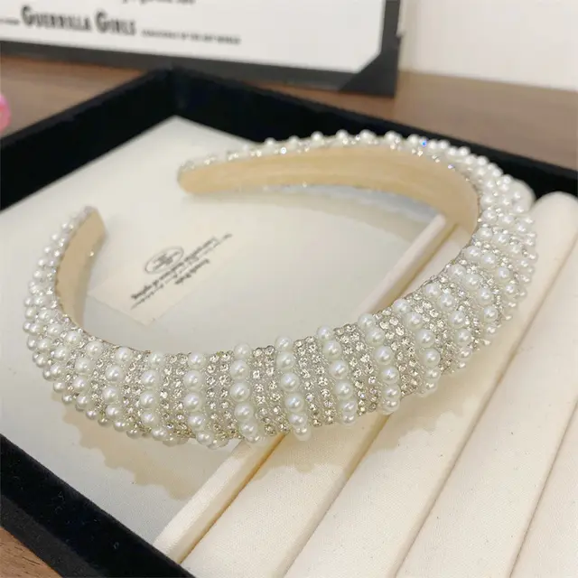 Heavy Industry Light Luxury New High grade High definition Pearl Headband Straight Clause - Shop at LoveMi