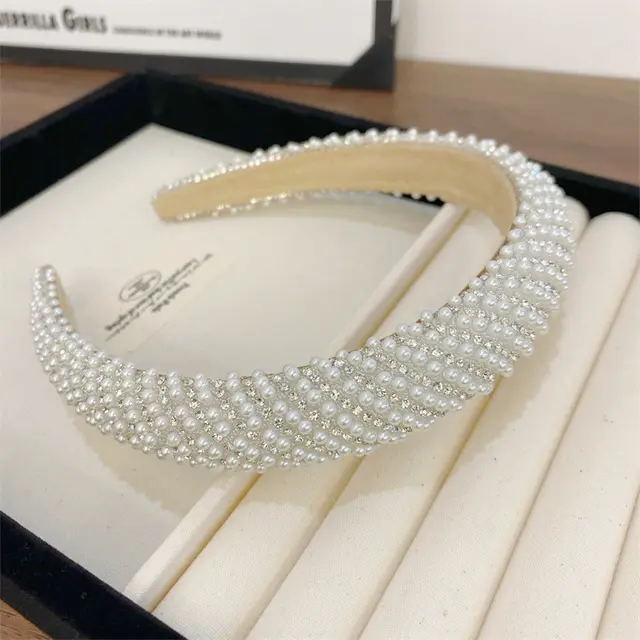 Heavy Industry Light Luxury New High grade High definition Pearl Headband Twill Pearl Style - Shop at LoveMi