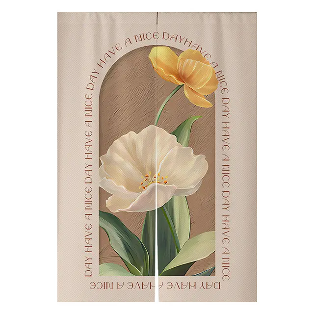 Cream Flowers Simple Door Curtain Bathroom Windshield Flower Color 8Style - Shop at LoveMi