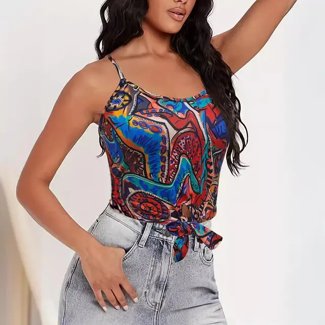 Tie Knot Hem Bohemian Casual Women's Vest Color - Shop at LoveMi