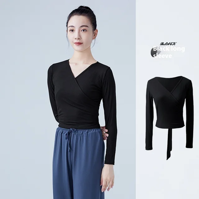 Knitted Strap Shapewear Dance Exercise Clothing Lace Dance Top Black - Shop at LoveMi