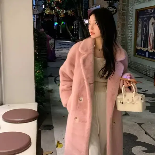 Slimming High end Temperament Popular Long Coat High Pink - Shop at LoveMi