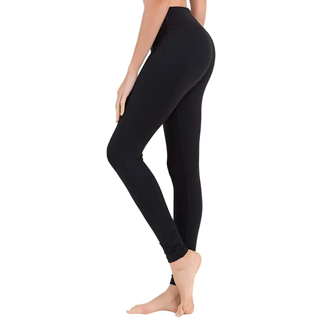 Solid Color High Waist Cropped Leggings Solid Color Black - Shop at LoveMi