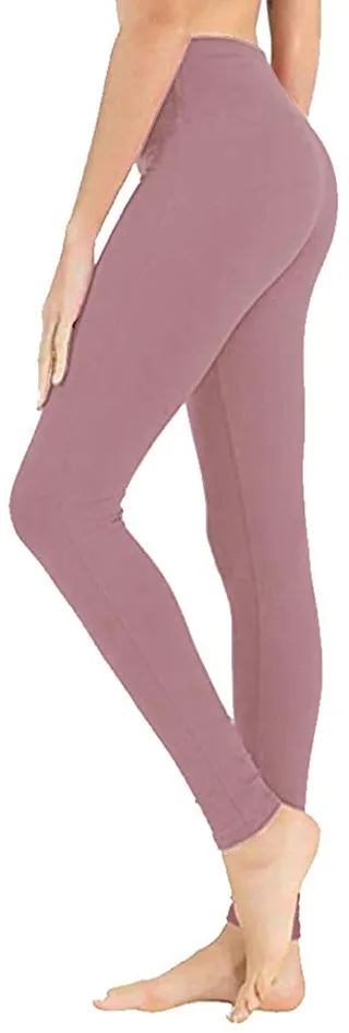 Solid Color High Waist Cropped Leggings - Solid Color Crimson - View 1
