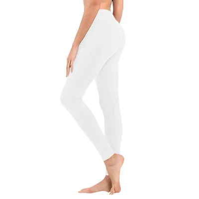 Solid Color High Waist Cropped Leggings Solid Color White - Shop at LoveMi