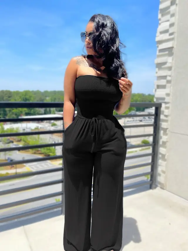 Sexy Casual Brushed Wide leg Jumpsuit Black - Shop at LoveMi
