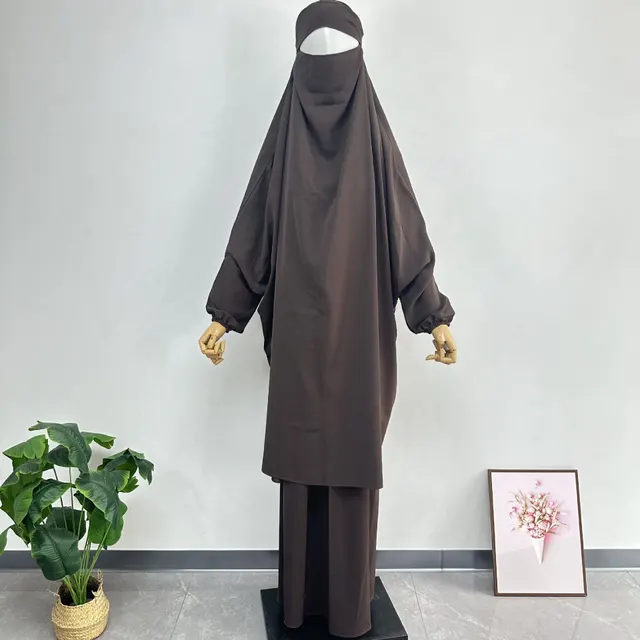 Women's Solid Color Dress Loose Robe Two piece Set Dark Coffee - Shop at LoveMi