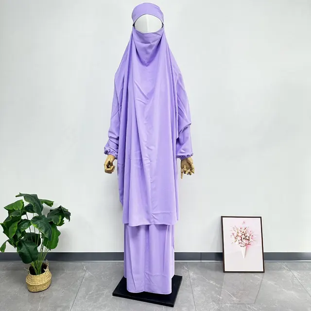 Women's Solid Color Dress Loose Robe Two piece Set Light Purple - Shop at LoveMi