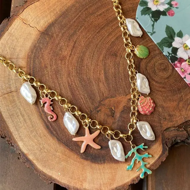 Summer Submarine Creature Gold plated Pendant Style 1 Set - Shop at LoveMi