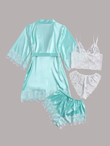 Artificial Silk Plus Size European And American Nightgown Blue - Shop at LoveMi