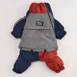 Pet Winter Color Matching Cotton-padded Clothes Dog Medium Large Dog Warm And Comfortable - Red And Blue