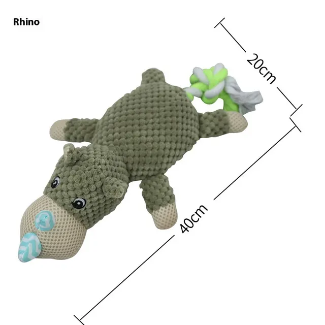 Dog Plush Toy Interactive Molar Teeth Cleaning Green Rhinoceros - Shop at LoveMi