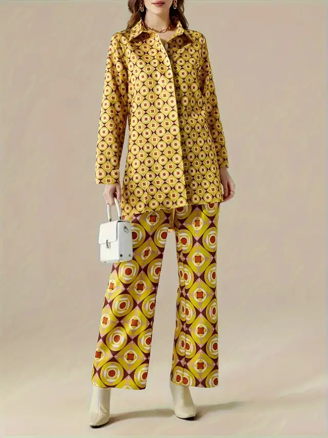 Ethnic Geometric Long Sleeve Shirt Trousers Suit Wg18Wr06Zn241031T007 - Shop at LoveMi