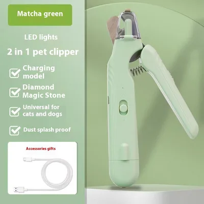 2 In 1 Pet Nail Clippers With Led Light Dog Cat Special Blood Line Scissors Multifunction Animals Paw Nail Trimmer Pet Supplies Green - Shop at LoveMi