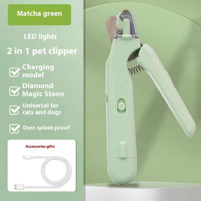 2 In 1 Pet Nail Clippers With Led Light Dog Cat Special Blood Line Scissors Multifunction Animals Paw Nail Trimmer Pet Supplies Green - Shop at LoveMi