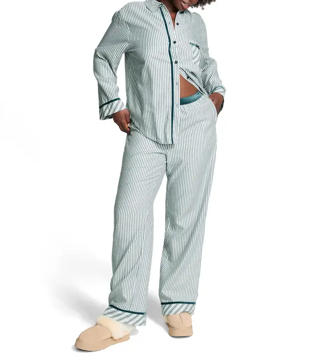 Loose fitting Long Sleeves Trousers Pajamas Light Blue - Shop at LoveMi