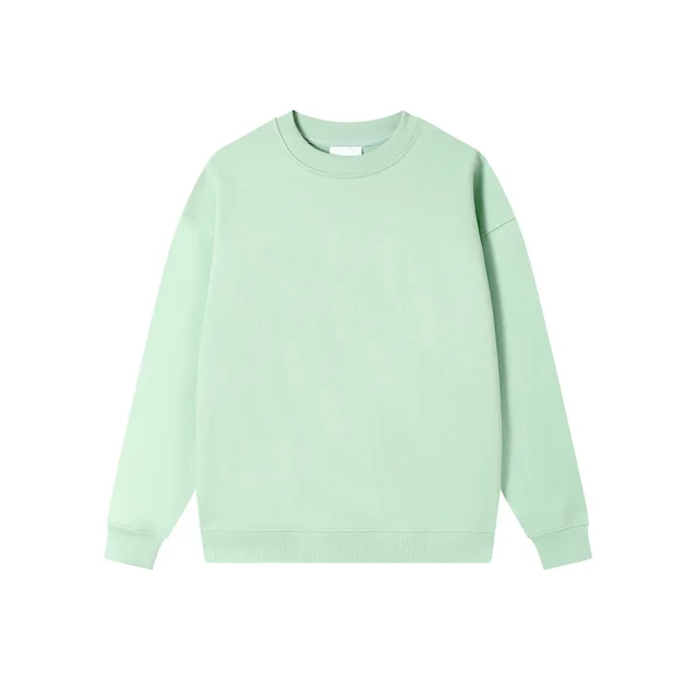 Autumn And Winter Loose Solid Color Drop Shoulder Round Neck Sweater For Women Breeze Green - Shop at LoveMi