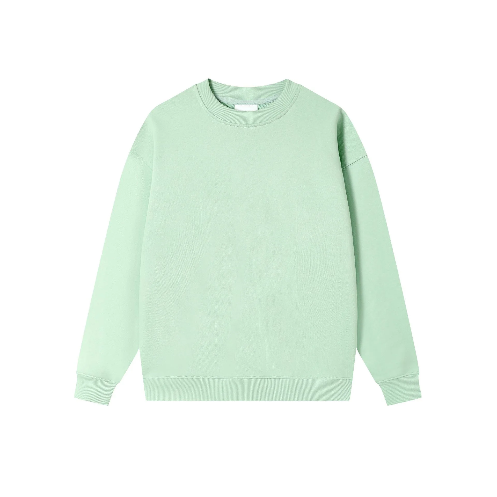 Autumn And Winter Loose Solid Color Drop Shoulder Round Neck Sweater For Women - Breeze Green