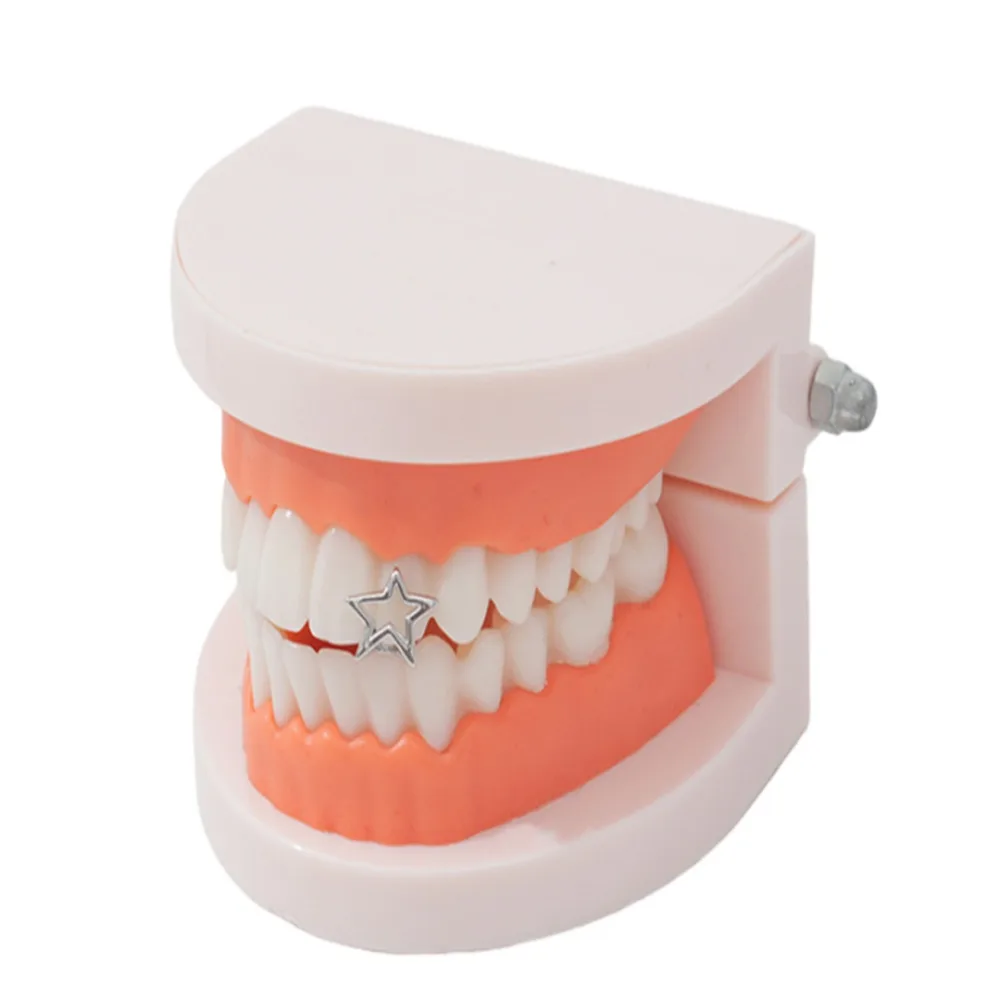 18K Gold Five-pointed Star Flame Pointed Teeth Single Hip Hop Teeth Ornament - Silver Xingx Single Tooth - View 1