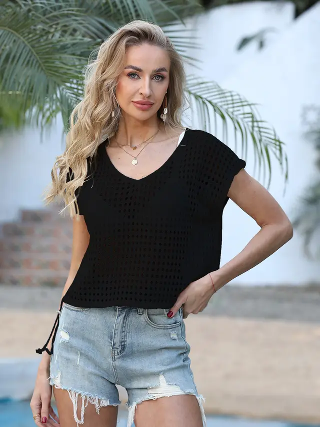 Pulling Rope Overclothes Loose Bikini 6972 Black - Shop at LoveMi