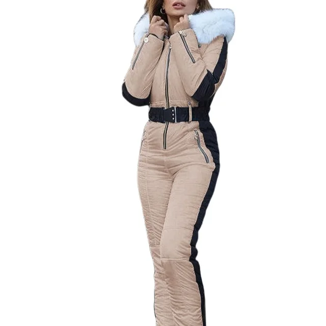 Sports Hooded Ski Suit Long Sleeve Cotton Jacket Khaki - Shop at LoveMi