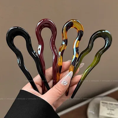 Acrylic Women's Hairpin Back Head Updo Pin 4Pcs - Shop at LoveMi